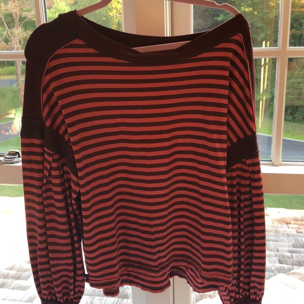 Striped long sleeve shirt, Maroon and pink striped